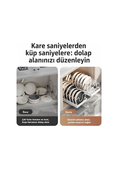 Çok Amaçlı Raylı Mutfak Araçları Düzenleyici Tava,tencere, Baharatlık Ve Tezgah Altı,üstü Organizer Çok Renkli