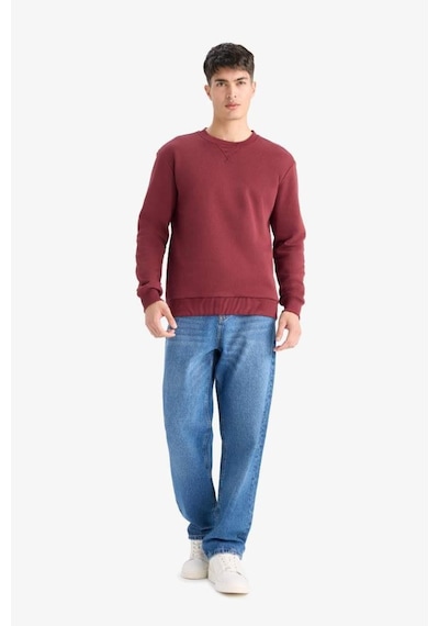 Defacto Regular Fit Bisiklet Yaka Basic Düz Kalın Sweatshirt T3777az25aubr194 Bordo
