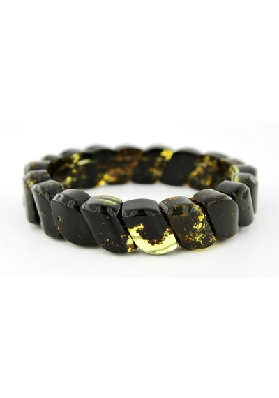Kehribar Bileklik Özel Fosilli Roleks Tasarım Ambergold Blk23-41 Çok Renkli