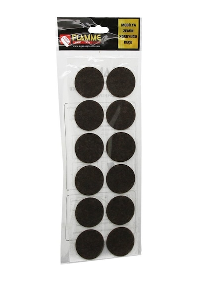 Flamme-0015 Mobilya Keçesi 38mm 12 Adet Yuvarlak Zemin Koruyucu Yapışkanlı Montaj - 25'li Paket Diğer