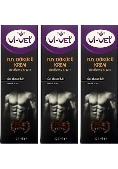Vivet Erkek Tüy Dökücü Krem Tüm Ciltler 125ml X 3 Adet Vivet Formen