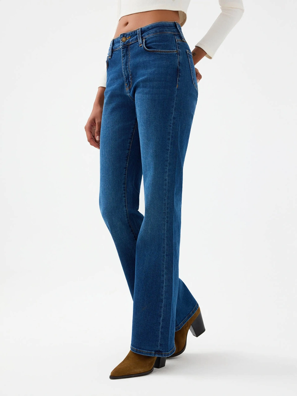 Loft Flare Slim Fit Lacivert Kadın Jean Pantolon Lf2040536 Lacivert