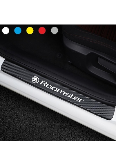 Skoda Roomster Için Karbon Kapı Eşiği Sticker ( 4 Adet )