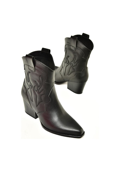 Fox Shoes T296112009 Siyah Kalın Topuklu Kadın Bot Siyah-Suni Deri Siyah
