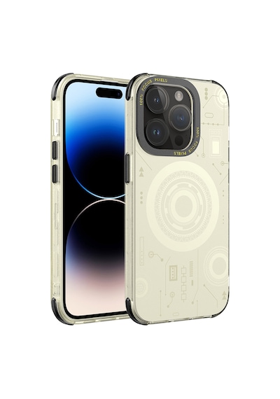 Subutu Apple Uyumlu iPhone 14 Pro Max Sbt Wireless Şarj Özellikli Desenli Hot Kılıf-gold Gold