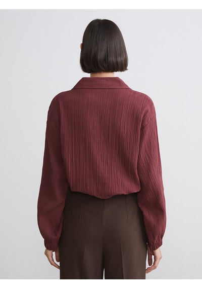 Lcw Vision Bordo Oversize Müslin Kadın Gömlek