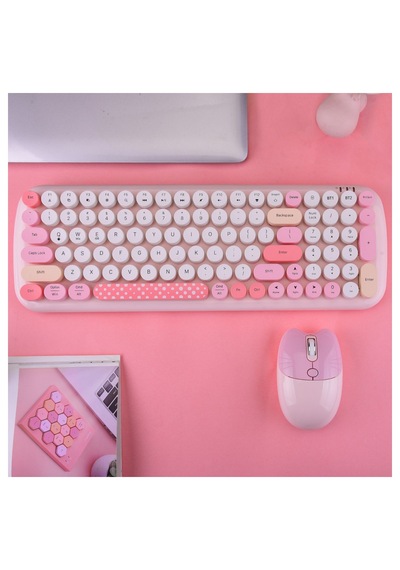 Geezer Candy Plus Kablosuz Klavye Mouse Seti 2.4g Yuvarlak Tuşlu 100 Tuş Renkli Set Optik
