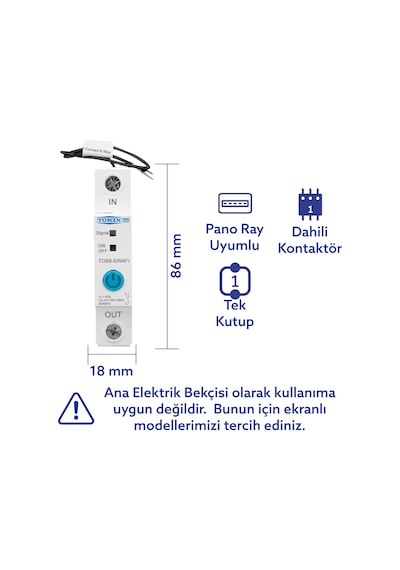 Tomzn WiFi Akıllı Voltaj Ve Akım Koruma Rölesi, Dahili Enerji Ölçer 63a Ewelink Uyumlu - Tek Kutup