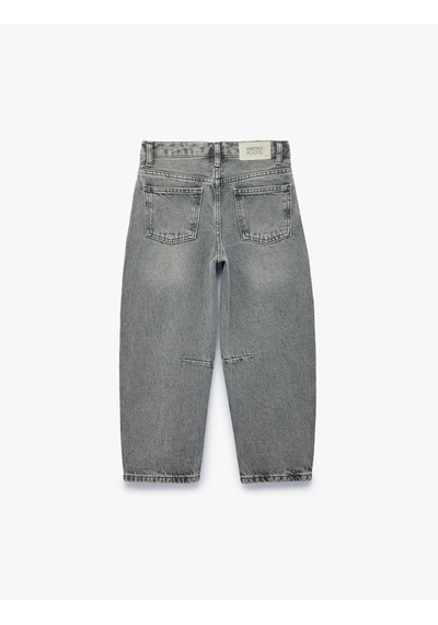Koton Pamuklu Loose Fit Denim Pantolon Gri 7wkg40025ad