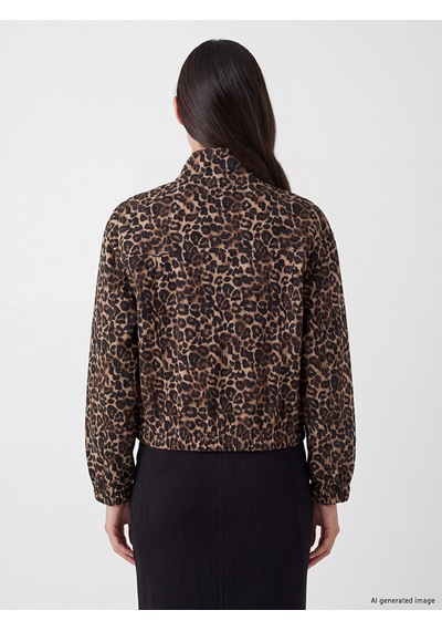 Lcwaıkıkı Classic Kahverengi Leopar Desenli Keten Karışımlı Kadın Ceket