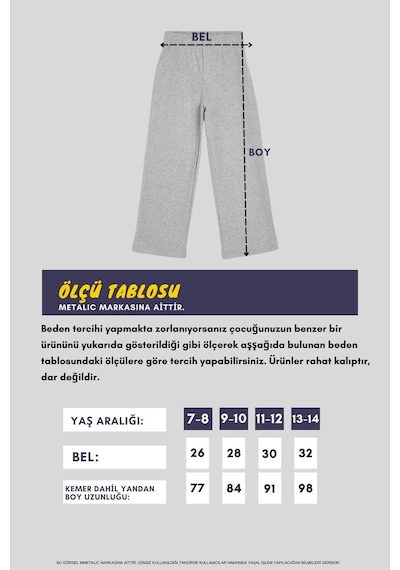 Beli Lastikli Siyah Kız Çocuk Eşofman Altı - Rahat Geniş Paça Kalın Kumaş 7-8-9-10-11-12-13-14 Yaş Siyah
