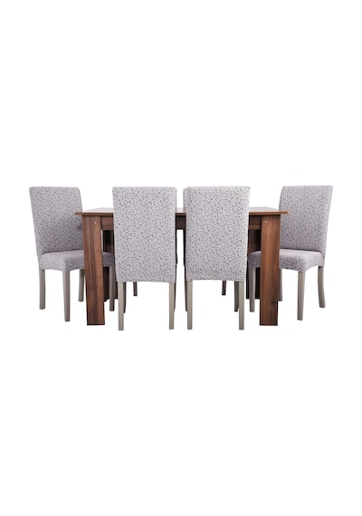 Bej Jakarlı Esnek Model 6'Lı Sandalye Kılıfı