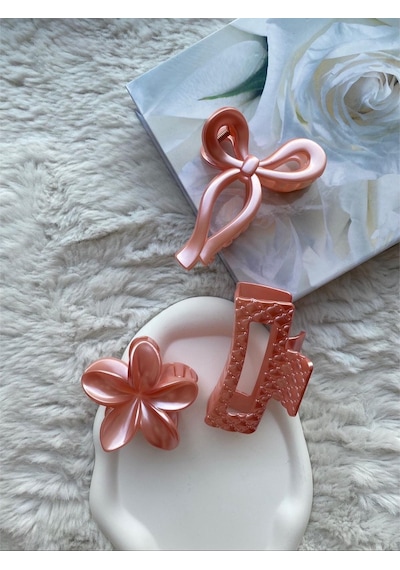 3'lü Set Fiyonk,lotus,dikdörtgen Toka 2 Çok Renkli