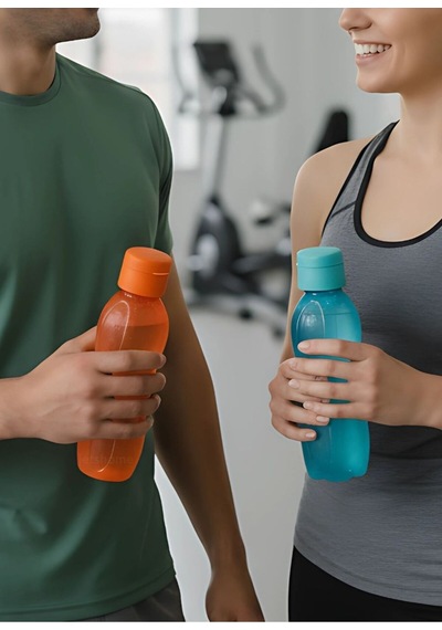 2'li Suluk Seti Bpa Free Ofis-spor-okul Matarası Pp-5 Mavi Turuncu 750 Ml Turuncu Plastik Diğer