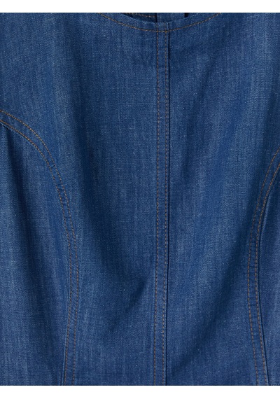 Lcw Modest İndigo Midi Kloş Jean Elbise