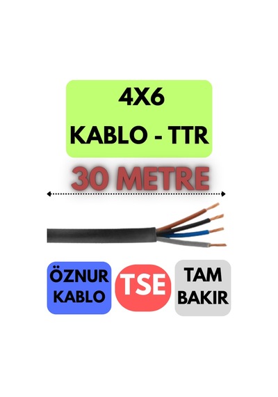 Öznur 4x6 Ttr Kablo Metre Seçenekli Siyah - 30 Metre