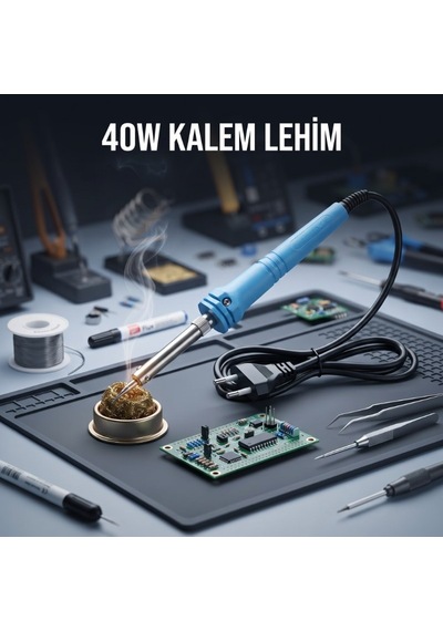 40w Kalem Lehim Makinesi - Elektrikli - Mavi Renk Hobi Gereci Onarım Aleti Pratik Alet