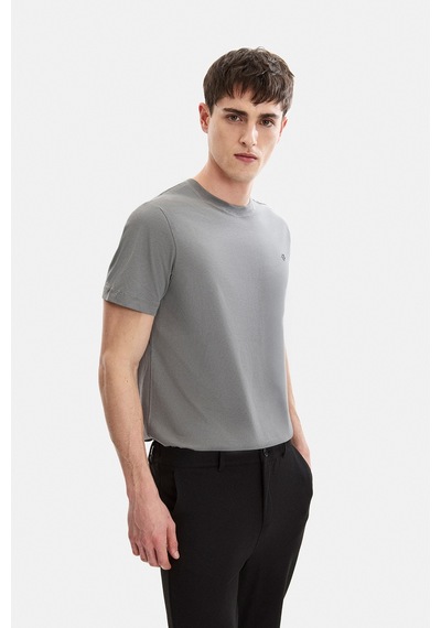 Backandbond Koyu Gri Regular Fit Bisiklet Yaka Tişört