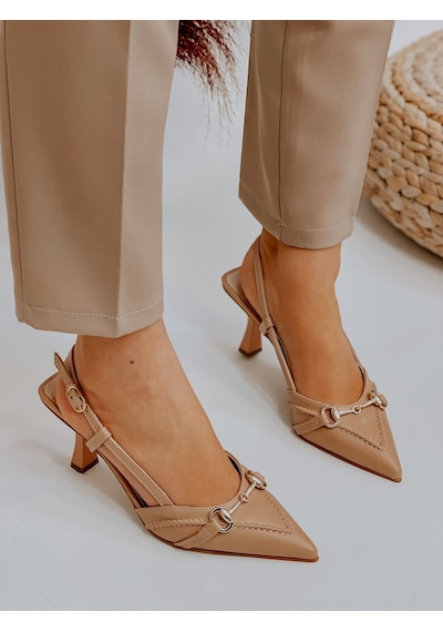 Ervanın Butiği Ten Deri (Moss) Toka Detay Kadın Stiletto Ten Rengi