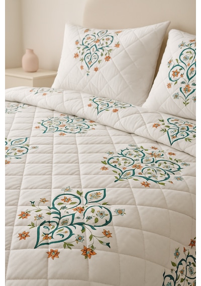 Canary Çift Kişilik Kapitone Dolgulu Pike 4 Mevsim Baklava Dsn Yastık Kılıfı Dahil 200x230cm Çok Renkli