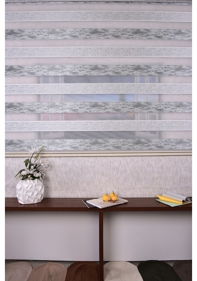 Gri Düz-pliseli Etek Dilimsiz 10790-v11 Zebra Stor Güneşlik Perde