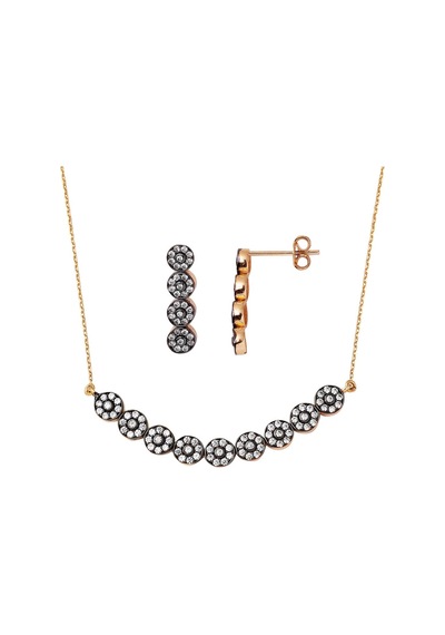 Efruz Kolye & Küpe Rose Altın Set TDT555-ST2