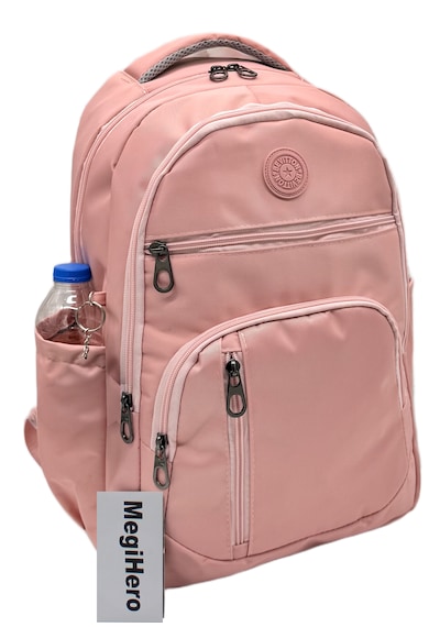 1710 Pudra Suya Dayanıklı Kumaş Okul Çantası Unisex Okul Sırt Çantası Pudra Pembe