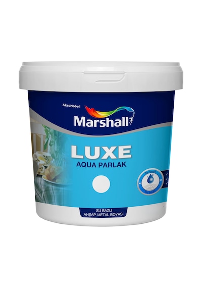 Marshall Luxe Aqua Parlak Silinebilir Su Bazlı Yağlı Boya 1 Lt 1 Lt