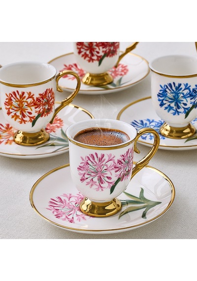 Aryıldız Daria 12 Parça 6 Kişilik Kahve Fincan Takımı Renkli