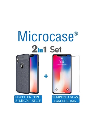 Microcase Apple Uyumlu iPhone Xs Max Leather Tpu Silikon Kilif + Ekran Koruma 295881054 - Seçenek / Renk-Ekran Koruma-Siyah-Tempered Glass Istiyorum