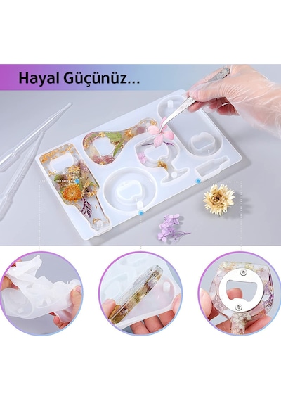 Epoksi Çoklu Şişe Açacak Kalıbı Silikon + Metal Aparat Seti