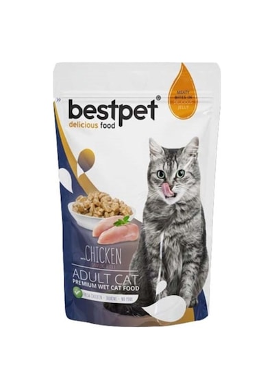 Bestpet Tavuk Etli Jelly Pouch Yetişkin Kedi Yaş Maması 85 G