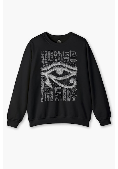 So Cool The Eye Of Ra Antik Mısır Ra'ın Gözü Baskılı Unisex Siyah Sweat Bisiklet Yaka Sweatshirt Siyah