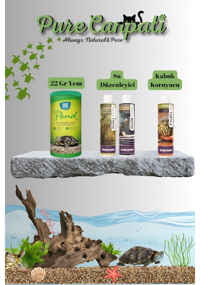 Purecanpati Kaplumbağa 22 Gr Yem,bakım Seti Kabuk Koruyucu Ve Su