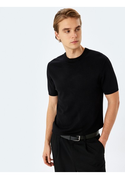 Koton Regular Fit Bisiklet Yaka Viskon Basic Kısa Kollu Triko Tişört Siyah 5sam70022ht Siyah Koton Regular Fit Bisiklet Yaka Viskon Basic Kısa Kollu Triko Tişört Siyah 5sam70022ht Siyah