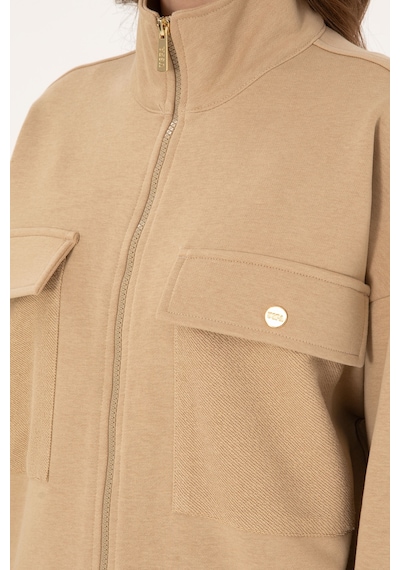 U.S. Polo Assn. Kadın Kum Fermuarlı Dik Yaka Sweatshirt 50299001-VR085