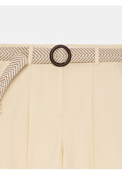 Dilvin 72735 Kemerli Pensli Pantolon-açık Sarı
