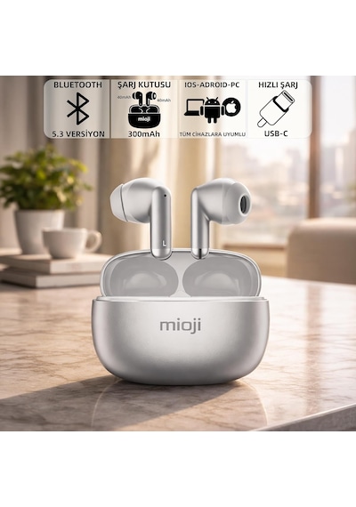Air Buds 3 Kablosuz 5.3 Ios Android Windows Pc Ve Tüm Telefonlar İle Uyumlu Bluetooth Kulaklık - Gümüş