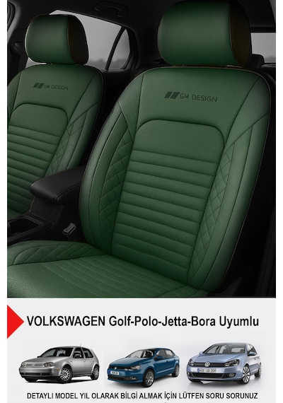 İstanbul Serisi Deri Oto Koltuk Kılıfı Volkswagen Bora-golf-jetta-polo Uyumlu Yeşil