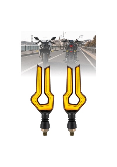 Motosiklet U Model Led Sinyal Lambası Universal Kayan Sinyal Sarı Işık