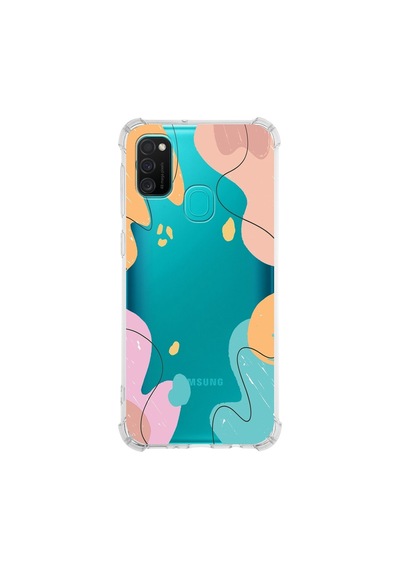 Samsung Galaxy Uyumlu M30s Köşe Korumalı Antişok Kapak Karışık Renkler Tasarımlı Şeffaf Silikon Kılıf