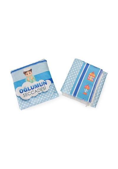 Çantalı Oğlumun Çocuk Seccadesi Mavi Mavi