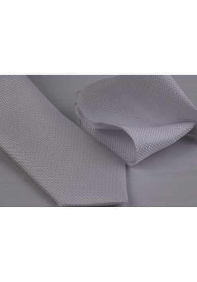 Demfashion Özel Desenli Kravat Mendil Seti - Beyaz (533049198) Beyaz