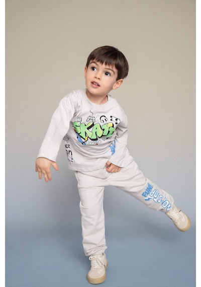 Defacto Baggy Fıt Baskılı Pantolon Erkek Bebek G9964a526spgr503 Gri-gr503