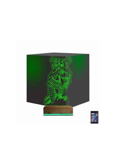 Luvivia Baykuş Tasarım 3d Lamba - Masa Gece Lambası V4 Şeffaf
