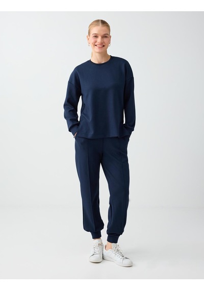 Jimmy Key Lacivert Rahat Kesim Bisiklet Yaka Modal Sweatshirt 6ww238605494