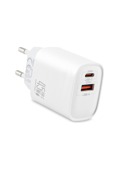 Usb Type-c Çift Çıkışlı Hızlı Şarj Adaptörü 45w Beyaz Nd1013 Evimdeyokyok