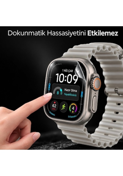 Apple Watch Ultra 4 49mm İle Uyumlu Ekran Koruyucu Tpu A3579 Şeffaf Çizilmeye Dayanıklı Esnek Yapı 2 Adet Çok Renkli