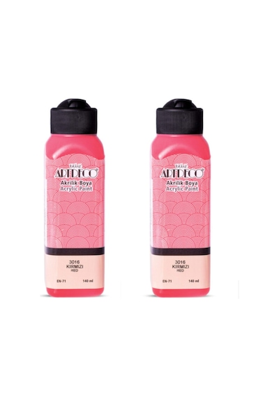 2 Li Akrilik Boya 140 Ml Renk Seçmeli Canlı Ve Pastel 3016 - Kırmızı