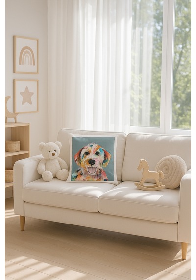 Köpek Deseneli Kırlent Kılıfı Turkuaz V1 45x45 Turkuaz